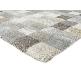 OCI DIE TEPPICHMARKE Teppich OCI DIE TEPPICHMARKE "NEW VILLA SQUARES", grau (grau, creme), B:80cm H:20mm L:200cm, Polypropylen, Teppiche, Teppich, feine Karos, meliert, Wohnzimmer