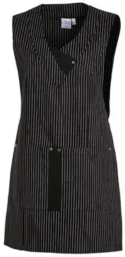 Überwurfschürze 1 große Tasche schwarz/weiß/schwarz 08/2757/2510, Größe III - weiß/schwarz