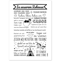 Poster: Unser Zuhause / Familienregeln (Bildgrösse Din A3, Schwarz-Weiss)