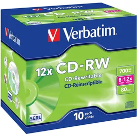 Verbatim CD-RW 80 / 700MB 8x - 12x Speed, Jewel Case