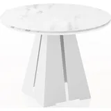 WFL GROUP Esstisch Ecru, Rund,Rund, 100x76x100 cm, Esszimmer, Tische, Esstische