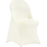 Vevor 50 Stück Stuhlhussen für Klappstühle aus Elastischem Spandex, Universell Passender Stuhlbezug, Abnehmbare & Waschbare Schonbezüge, für Hochzeiten, Feiern, Essen (50 Stück, Elfenbeinweiß)