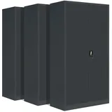 3-Pack LagerZwei Mehrzweckschrank 195x100x50cm I Metallschrank, 4 Fachböden I Großer Aktenschrank, abschließbar I Robuster Allzweckschrank als Werkstattschrank & Büroschrank I Stahlschrank anthrazit