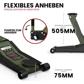 GENTOR Wagenheber hydraulisch 3T flach - Olivgrün