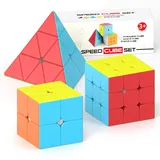 Vdealen Zauberwürfel Set Speed Cube von 2x2 3x3 Pyramide Zauberwürfel Original, Magic Cube für Anfänger und Fortgeschrittene, Geschenk für Kinder Teenager Erwachsene(Stickerless)