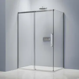 Bernstein Eckdusche Bernstein DX906 flex Schiebetür Soft-Close 8mm Nano Echtglas Chrom 110x90cm
