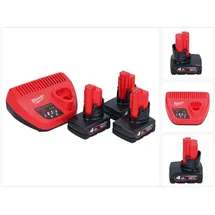 Milwaukee M12 NRG-403 Akku Starter Set 3x 12 V 4,0 Ah