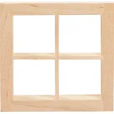 HobbyFun Miniatur Fenster quadratisch 7,0 x 7,0 cm Holz beige