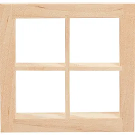 HobbyFun Miniatur Fenster quadratisch 7,0 x 7,0 cm Holz beige