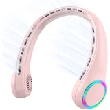 Tragbarer, Per Usb Aufladbarer Nackenventilator, Leise Und Zum Aufhängen Beim Sport Geeignet, Mit Farbigen Lichtern, Kleiner, Klingenloser Ventilator