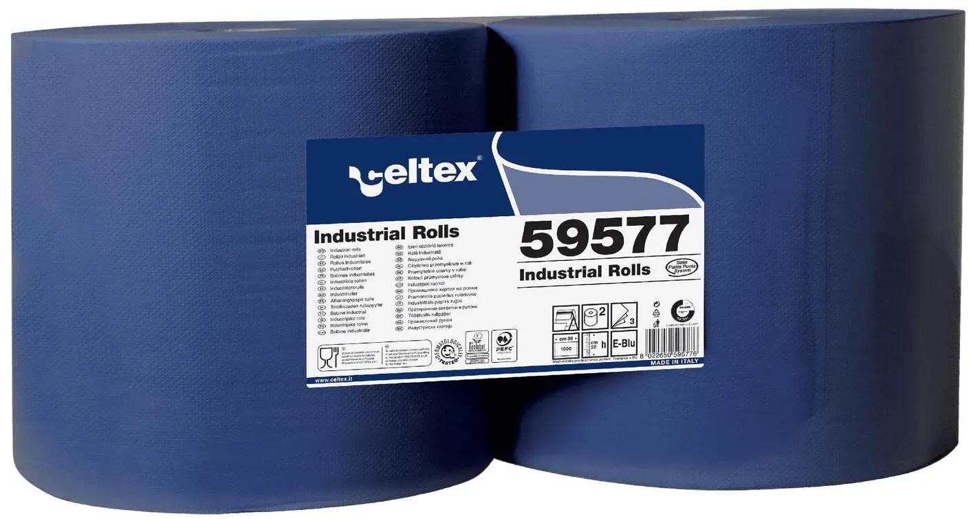 Putzpapier 3-lagig 22x36 cm blau, 2 Rollen je 1000 Blatt