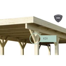 Karibu Doppelcarport Eco mit integriertem Abstellraum 1-Inkl. Abstellraum (204 x 180 cm), 2 Seitenwänden und 1 Rückwand (Holzcarport)