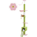 PAWZ Road Blume Kratzbaum deckenhoch, Blumen-Katzenbaum vom Boden bis zur Decke verstellbar höhenverstellbar 216-273cm, Katzenturm mit Hängematte und Katzenhöhle, Anti-Sturzgurt Rosa