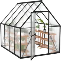 Froadp Gewächshaus aus Aluminium mit Fundament 230x180x195cm Gartengewächshäuser 4mm PC-Hohlkammerplatten Wetterfest Treibhaus, Tomatenhaus mit Fenstern Treibhaus für Garten & Aufzucht