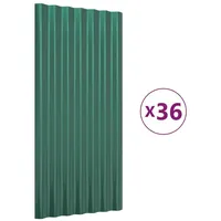 vidaXL Dachpaneele 36 Stk. Pulverbeschichteter Stahl Grün 80x36 cm