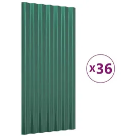 vidaXL Dachpaneele 36 Stk. Pulverbeschichteter Stahl Grün 80x36 cm