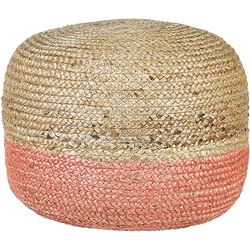 Pouf Jute naturfarben / rosa 50 x 40 cm DUKI