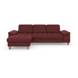 sit&more Ecksofa SIT & MORE "Westham L-Form", rot (bordeaux), B:275cm H:88cm T:172cm, 100% Polyester, Sofas, Ecksofa, mit Recamiere, mit oder ohne Bettfunktion, Bettkasten, Füße Eiche