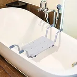 Supfine Badewannensitz zum Aufhängen, Länge verstellbar 73 - 83 cm, Stuhl für Badewanne, Aluminium, HDPE Sitz für Badewanne mit einer Länge von 58,5 bis 67 cm