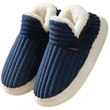 Generisch Damen Herren Hausschuhe Winter Warm flauschige Pantoffeln Weiche Bequeme Flache Rutschfeste Dinorara Slippers Marine 47 - 47 EU