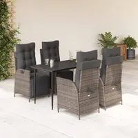 VidaXL 5-tlg. Garten-Essgruppe mit Kissen Grau Poly Rattan