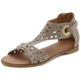 LASCANA Sandale Sandalette, Sommerschuh aus hochwertigem Leder mit Cut-Outs, grau