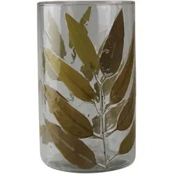 Windlicht AM DESIGN "Kerzenhalter Zweig mit Blättern, aus Glas", braun (transparent, braun), H:20cm Ø:13cm, Glas, Kerzenhalter, Stumpenkerzenhalter