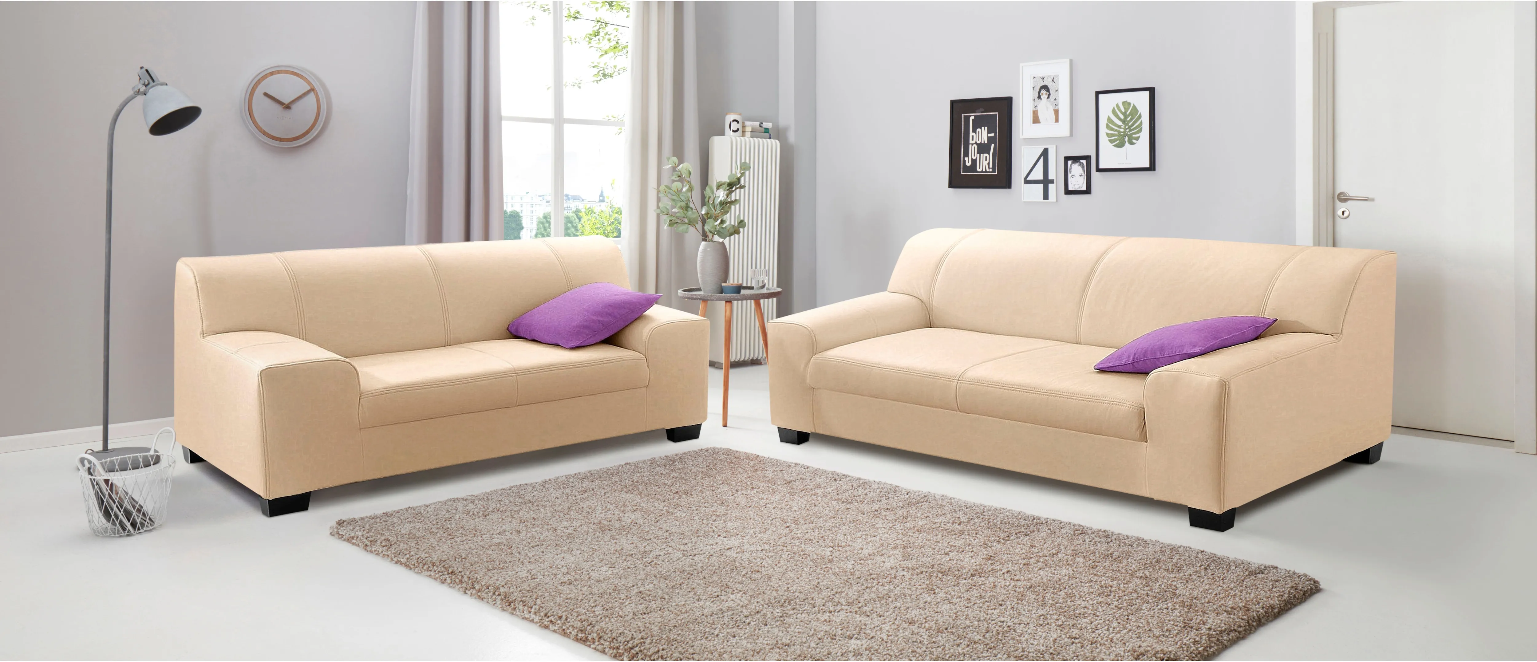 DOMO collection Polstergarnitur »Amando«, (Spar-Set), bestehend aus 2er- und 3er-Sofa DOMO collection creme