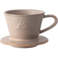 Carita Kalita Kaffee-Tropfer Mino Ware Hohe Wärmespeicherung, Keramik, 1 bis 2 Personen, DACHI & KalitaMI 155, Sandbraun #01103 Wave-Serie, hergestellt in Japan, Tropfausrüstung für 1 oder 2 Personen