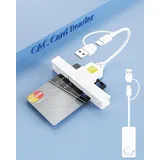 2-in-1 Elektronischer CAC Kartenleser USB-C + USB-A,Mini Faltbar DOD Smart Card Reader Militär SIM Chipkartenleser Kompatibel mit Mac OS,Windows und Linux für CAC,SIM Smartcard,ISO 7816 Class A,B,C