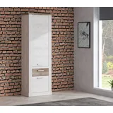 Forte Mehrzweckschrank "Duro", weiß (pinie weiß, eiche antik), B:71,2cm H:212cm T:41,3cm, Dekorfolie, FSC-zertifizierter Holzwerkstoff, Schränke, Mehrzweckschrank, Höhe 212 cm, Bücherregal mit Türen und Schublade, im Landhausstil