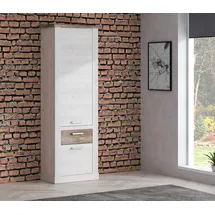 Forte Mehrzweckschrank "Duro", weiß (pinie weiß, eiche antik), B:71,2cm H:212cm T:41,3cm, Dekorfolie, FSC-zertifizierter Holzwerkstoff, Schränke, Mehrzweckschrank, Höhe 212 cm, Bücherregal mit Türen und Schublade, im Landhausstil