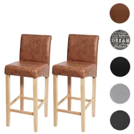 Mendler 2er-Set Barhocker HWC-C33, Barstuhl Tresenhocker, Holz ~ Wildlederimitat, helle Beine, Stoff/Textil
