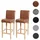 Mendler 2er-Set Barhocker HWC-C33, Barstuhl Tresenhocker, Holz ~ Wildlederimitat, helle Beine, Stoff/Textil
