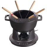 Staub Fondue Set mit 6 Gabeln, Gusseisen, 18 cm, Schwarz