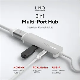 Linq 3in1 USB-C Multiport Hub - Space Grey-White