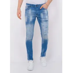 Local Fanatic  Slim Fit Jeans Blue Ripped Skater Hosen Slim  in Blau, US 38 / 34