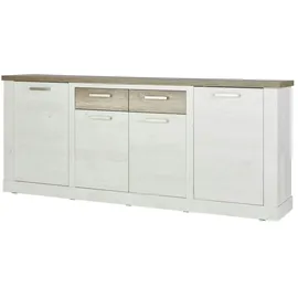 Möbel Kraft Sideboard 213 x 90 x 41 cm Holzfarben / Weiß / Mehrfarbig