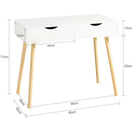 SoBuy Kinderschreibtisch Kiefer Weiß-Natur