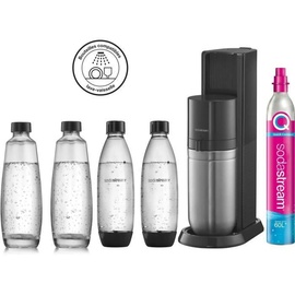 Sodastream Duo schwarz + 2 Glaskaraffen + 2 PET-Flaschen + Zylinder