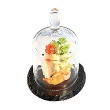 APS Naturschieferplatte mit Glashaube, 2-teilig, Ø 10,5 cm, Höhe 8 cm, Materialstärke Schiefer 6-9 mm