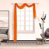 SCHOAL Voile Querbehang Transparenter Freihandbogen Uni Freihanddeko einfarbig Deko Gardinen Dekoschals Vorhang Wohnzimmer Gardinenschals 1 Stück HxB 90x500cm Orange