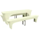 vidaXL Biertischhusse Dreiteiliges Schonbezug-Set Creme 220 x 50 cm