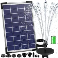 AISITIN 5,5W Solarbrunnen für Draussen, Eingebaute 1500mAh Batterie Solar Springbrunnen für Außen, Schwimmender Fontäne Pumpe mit 10 Fontänenstile für Garten,Vogel-Bad,Teich,Fisch-Behälter,Wasserspiel