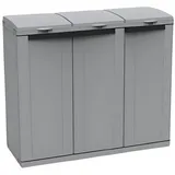 Kreher Mülltonnenbox EcoCab3 - XL Kunststoffschrank mit Müllsackhalter und 3 Klappdeckeln grau