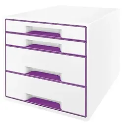 Schubladenbox WOW Cube, 363x287x270mm, perlweiß-violett, 52132062, 4 Schub