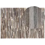 Beliani Teppich Kuhfell rechteckig 160 x 230 cm Patchwork Streifen-Muster Lederteppich für Wohnzimmer Schlafzimmer Flur Salon Esszimmer