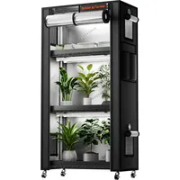 Spider Farmer Pflanzenständer 4 Etagen Höhe Einstellbar mit 8 Stück 180w Vollspektrum Led Pflanzenlampe und Growzelt Pflanzenregal Indoor Blumenständer für Draußen Balkon Metall Schwarz 70x35x150cm