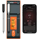 ThermoPro Twin TempPro Fleischthermometer kabellos 150m Bluetooth Grillthermometer Backofenthermometer Ladeschale mit Display für Ofen, Grill, Rotisserie, sicher im Geschirrspüler