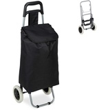 Relaxdays Einkaufstrolley, klappbar, 25 L Einkaufstasche mit Rollen, bis 10 kg belastbar, HBT: 91 x 40 x 30 cm, schwarz